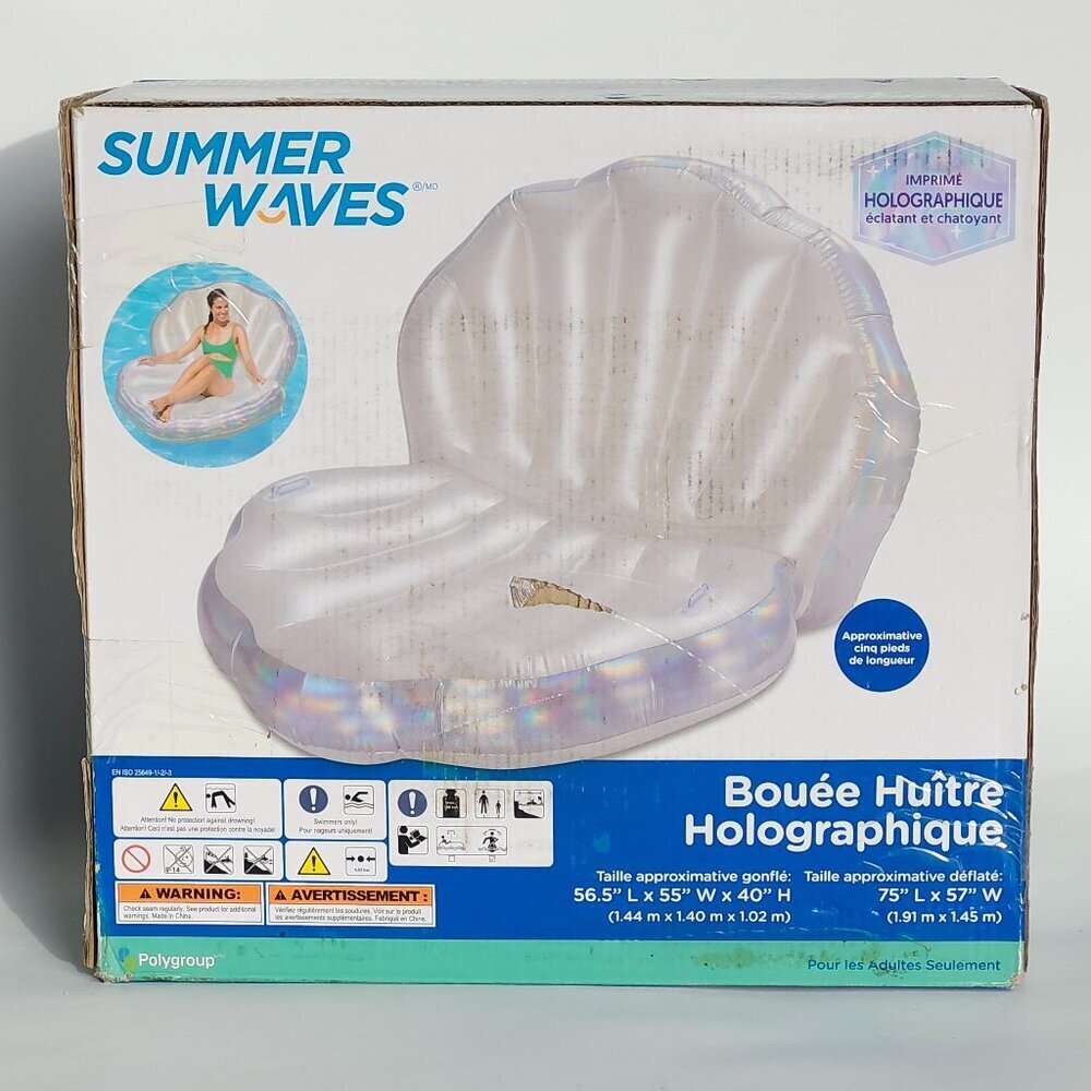 Clamshell Ride-On Lake Inflatable Float/Lounger BNIP FUNSICLE Iridescent